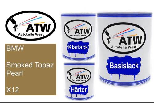 BMW, Smoked Topaz Pearl, X12: 1L Lackdose + 1L Klarlack + 500ml Härter - Set, von ATW Autoteile West.